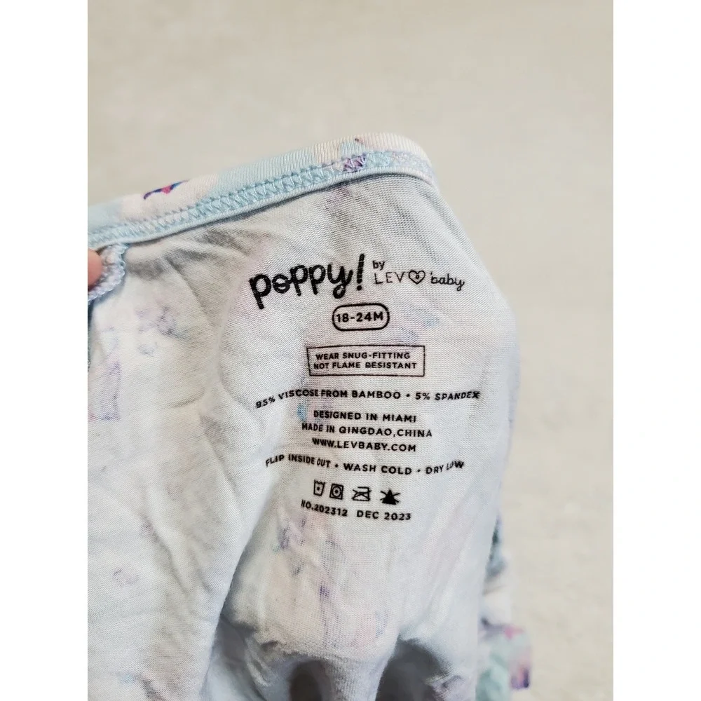 Blue Ruffle Unicorn Pink Ice Cream Bamboo One Piece Pajama Set Girl 18 24 months